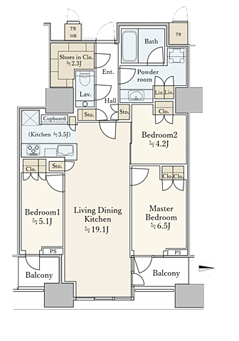 間取り 三田ガーデンヒルズ 13階/E1311