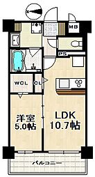 プレスト北中振 1LDKの間取図画像