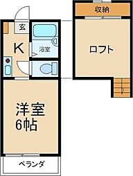フォーレストヌカタ 1Kの間取図画像