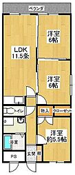 ウエストサイド楠葉 3LDKの間取図画像
