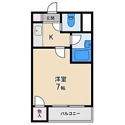 クオリティ石津 1Kの間取図画像