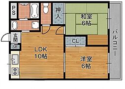 ハーモニーライフ春日 2LDKの間取図画像