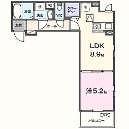 ラフレシール ウエスト 1LDKの間取図画像