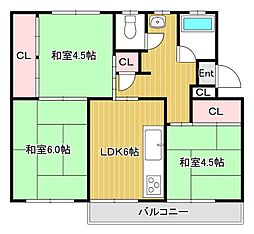 茄子作住宅5号棟 3DKの間取図画像