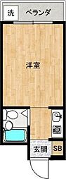 エスポワール御殿山 1Kの間取図画像