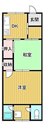 清谷マンション 2DKの間取図画像