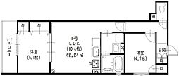ラモーナ出口 2LDKの間取図画像