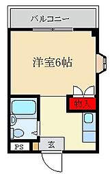 クィーンズピア枚方 1Kの間取図画像