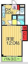 三熊渚南ハイツ 1DKの間取図画像