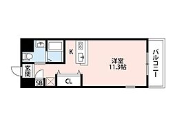 シャンテー御殿山2番館 ワンルームの間取図画像