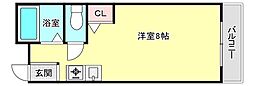 レオハイム長尾3 ワンルームの間取図画像