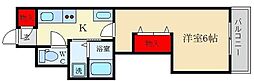 三熊ハイツ渚2号 1Kの間取図画像