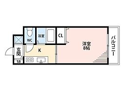 サニーカーサ 1Kの間取図画像