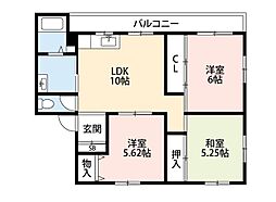 野村マンション 2LDKの間取図画像