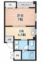 ルシアス 1DKの間取図画像