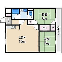 香里大西第一ビル 2LDKの間取図画像