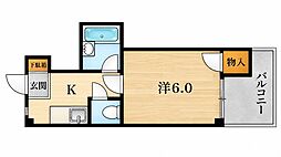 ロータリーマンション村野 1Kの間取図画像