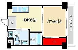 香里ケ丘ビル 1DKの間取図画像