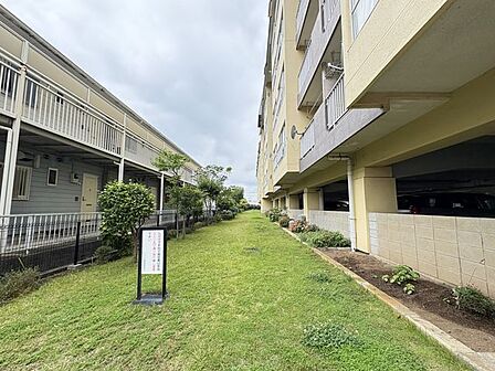 マンション敷地内には綺麗に整った緑も。
