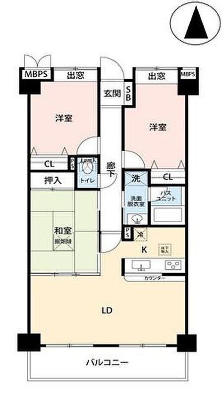壁芯69.0m2・南向きバルコニーで陽当り良好