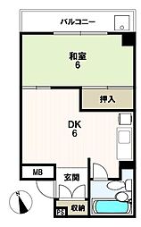ヴェルメゾン本町 1DKの間取図画像