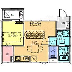 Fstyle八尾北本町2号館 3階1LDKの間取り