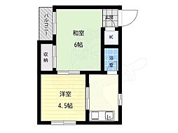 久宝寺コーポラスA棟 1DKの間取図画像