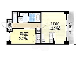 リラスクエア八尾宮町2 3階1LDKの間取り