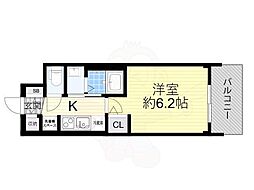 近鉄大阪線 近鉄八尾駅 徒歩4分の賃貸マンション 13階1Kの間取り