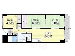 アバハイム西村 3LDKの間取図画像