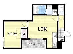 セレニティ長吉出戸 1LDKの間取図画像