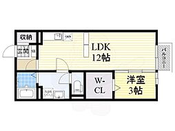 カサベルデB 1LDKの間取図画像