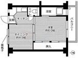 ビレッジハウス青山2号棟 1DKの間取図画像
