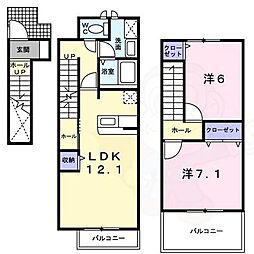 エミネント・チナセ 2LDKの間取図画像