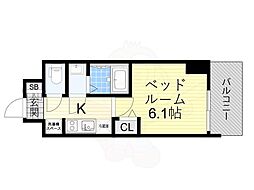 アドバンス大阪リーヴァ 1Kの間取図画像