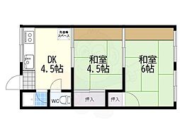 三栄荘 2DKの間取図画像