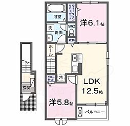 エレガント ピソ 2LDKの間取図画像
