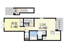 シャン・ド・フルール1 1LDKの間取図画像