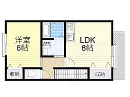 メゾン・ニュー池島2A 1LDKの間取図画像