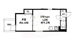 D porta cielo 1LDKの間取図画像