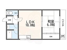 山田マンション 1LDKの間取図画像