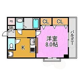 カーサエスパシオ 1Kの間取図画像