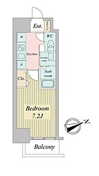 リバーコート砂田橋2 1Kの間取図画像