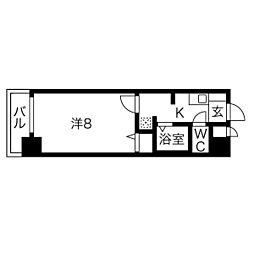 名古屋市営桜通線 名古屋駅 徒歩5分の賃貸マンション 6階1Kの間取り