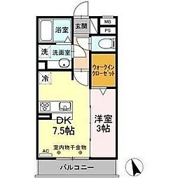 ベルエア御器所 1DKの間取図画像