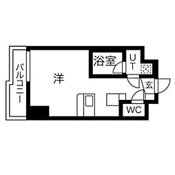 名古屋市営名城線 上前津駅 徒歩4分の賃貸マンション 8階ワンルームの間取り
