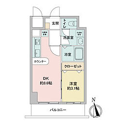 ラドゥセール今池 1LDKの間取図画像