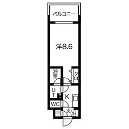 フローラル東別院 1Kの間取図画像