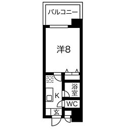 ベル池下 1Kの間取図画像