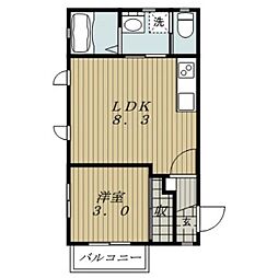 プライム4 1LDKの間取図画像